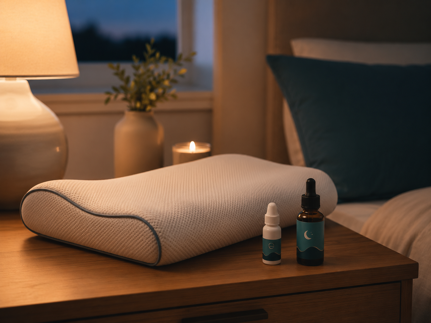 The 3-part sleep toolkit: ergonomic pillow, pain-relief drops and sleep supplement