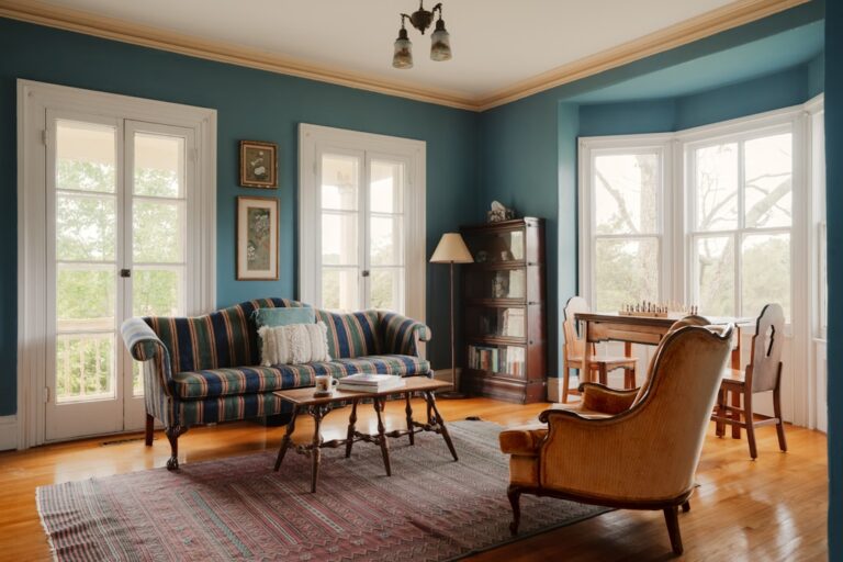 Blue living room with a comfortable recliner chair