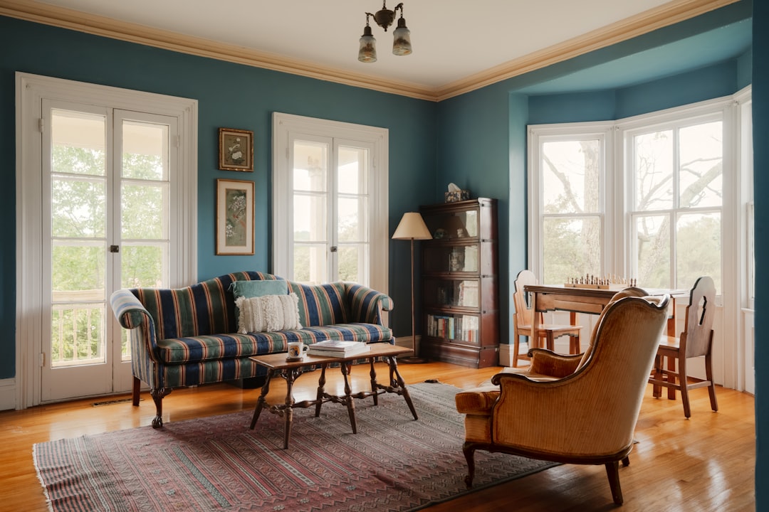 Blue living room with a comfortable recliner chair