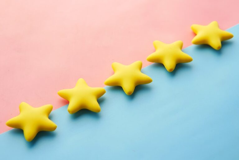 Five star rating symbols representing customer reviews
