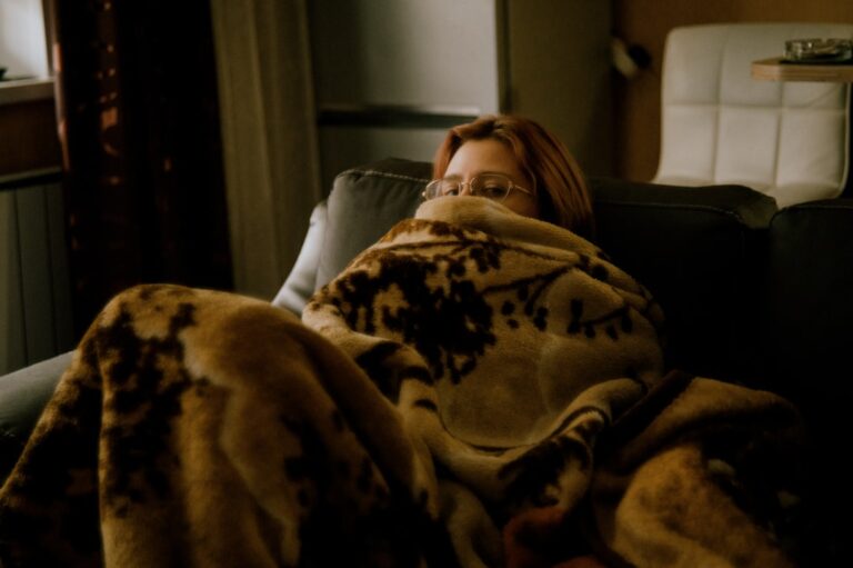 Woman resting comfortably in a semi-reclined position