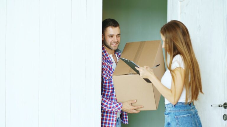 Package being delivered to a customer's doorstep