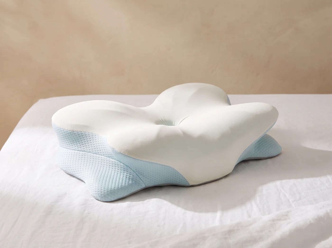 Derila Ergo butterfly contour memory foam pillow on white linen